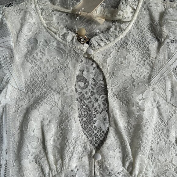 NWT For Love & Lemons Lace Long Sleeve Blouse with Garter Belt Suspenders - Picture 6 of 8